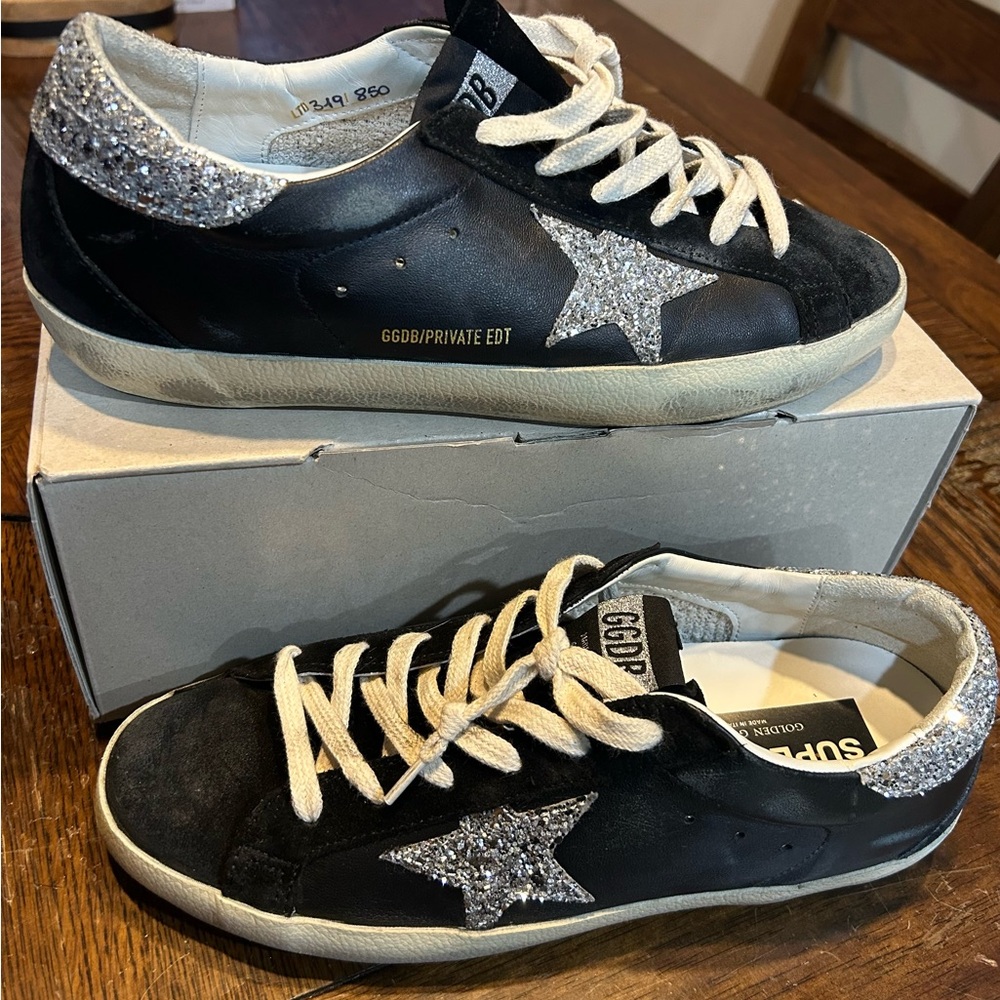 Golden Goose Black Sneakers with Silver Star Nordstrom Exclusive